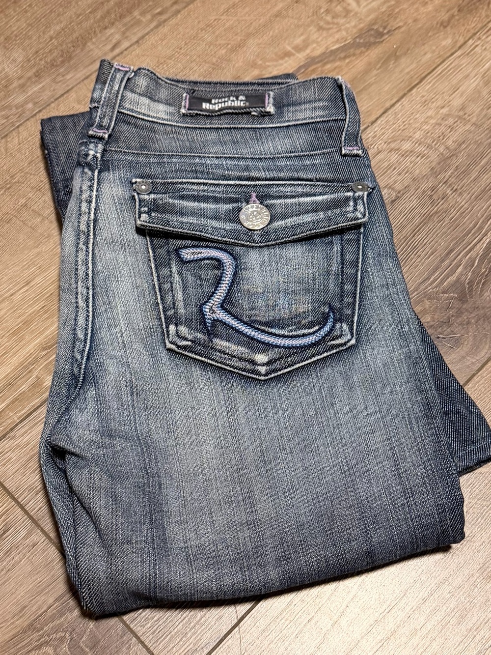 Rock & Republic KURT lavender purple bootcut Y2K jeans size 26 inseam 30.5”